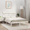 Cadru pat Gossi alb 200x200 cm, lemn masiv, cu tablie