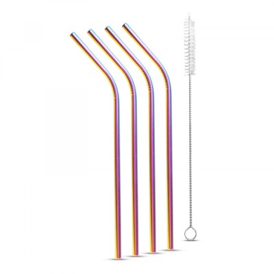 Set paie pentru băuturi - inox - titan curcubeu - 215 x 6 mm - 5 bucăți foto