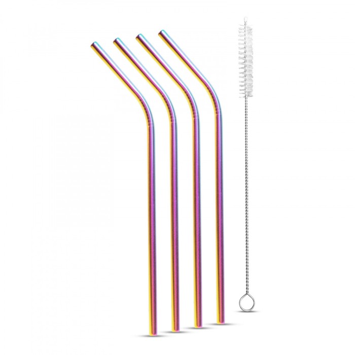 Set paie pentru băuturi - inox - titan curcubeu - 215 x 6 mm - 5 bucăți