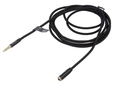 Cablu Audio Jack 3,5mm 4pin 0,5m Negru foto
