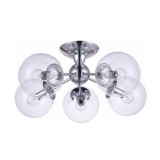 Cumpara ieftin Candelabru Klausen Sedna 5 Argintiu, 5xE27 Metal Sticla, Diametru 60 cm Inaltime 20 cm, Corp Iluminat Elegant pentru Living sau Dormitor Modern