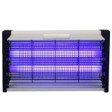 Lampa Electrica Anti Insecte, Flippy, Lumina Neon, 2 tuburi cu putere de 40W, Suspensie Perete, Carcasa din Plastic Metalica, 64 x 25 x 6 cm, Alb Negr