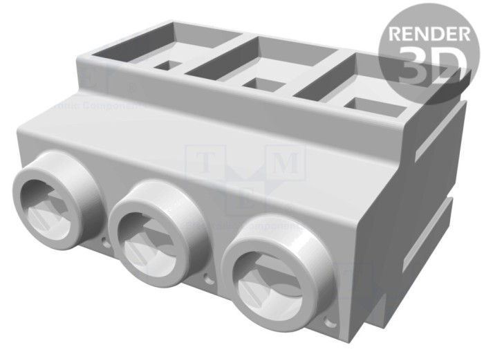 Conector regletă PCB 90&deg; 3 piste