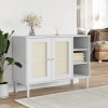 Servanta Gossi Senja Alb Ratan 112x40x80 cm Lemn Masiv Pin Living Comoda Depozitare