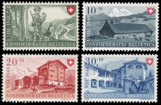 Elvetia 1949 - Pro Patria, clădiri, serie neuzata