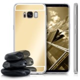 Cumpara ieftin Pachet Husa Samsung Galaxy S6 Edge, MyStyle tip oglinda Gold, cu folie de protectie gratis