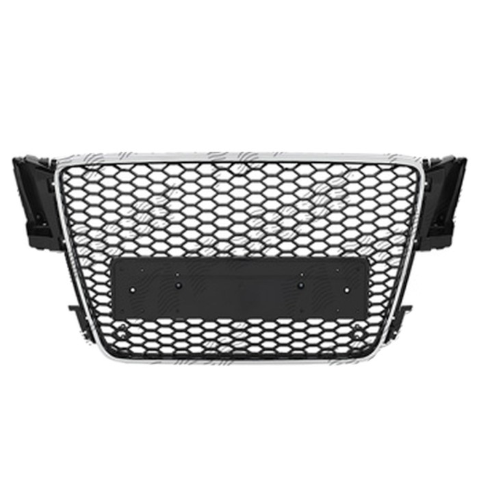 Grila masca fata AUDI A5/S5 (B8), 03.2007-10.2011,cu 2 gauri pentru Senzori de parcare (PDC); cromat, Negru stralucitor; fara emblema