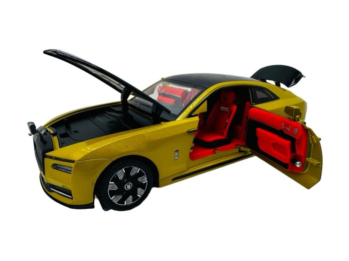 Macheta Rolls Royce Wraith mustar 1/24 cu sunete lumini deschide usile si capotele