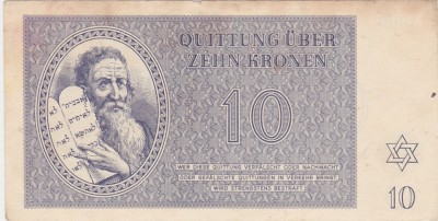 GERMANIA Theresienstadt 10 Kronen 1943 WWII Cehoslovacia Bohemia and Moravia foto