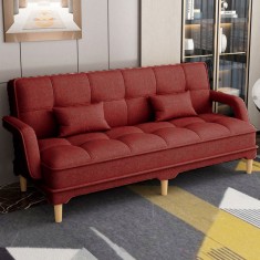 Canapea Clara 200x78x62 cm Rabatabila Stofa Visiniu