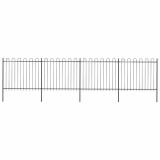 vidaXL Gard de grădină cu v&acirc;rf circular din oțel 714,5 x 150 cm, negru 277677