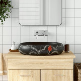VidaXL Lavoar de blat, negru, 59x40x15 cm, ceramică, oval