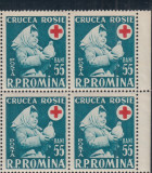 ROMANIA 1957 LP 438 SAPTAMANA CRUCII ROSII BLOC DE 4 TIMBRE MNH, Nestampilat