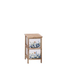 Comoda lemn multicolor Flowers 26 x 32 x 45 cm