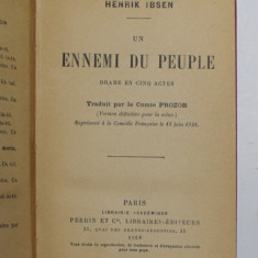 UN ENNEMI DU PEUPLE - DRAME EN CINQ ACTES par HENRIK IBSEN , 1928