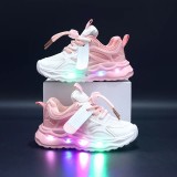 Adidasi in degrade, alb cu roz, cu luminite - Lilka (Marime Disponibila: