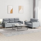 VidaXL Set de canapele cu perne, 2 piese, gri deschis, material textil