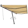 Copertină autonomă retractabilă manual, galben&amp;alb, 600x300 cm
