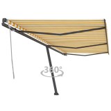 Cumpara ieftin Copertină autonomă retractabilă manual, galben&amp;alb, 600x300 cm