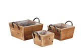 Cumpara ieftin Set 3 ghivece flori lemn maro 13,5 x 13,5 x 10 cm, 18 x 18 x 11 cm, 23 x 23 x 13 cm