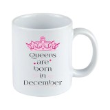 Cana alba personalizata &rdquo;Queens are born in December&rdquo;, INOVATIX&reg;. 330ml