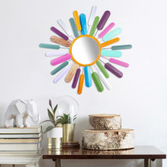 Decoratiune de perete, Mirror Sun, Metal, Dimensiune: 75 x 75 cm, Multicolor