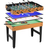 HOMCOM Masă de Joc 4 &icirc;n 1 cu Fotbal de Masă, Biliard, Ping-Pong și Air Hockey, V&acirc;rstă 6+ Ani, 107x61x84,5 cm, Multicolor | Aosom Romania