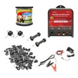 Kit complet gard electric 12/220V, 4 Joule lungime sarma 1000m, 100 izolatori Breckner Germany