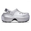 Saboti Crocs Stomp Metallic Clog Argintiu - Silver, 38, 39, Gri