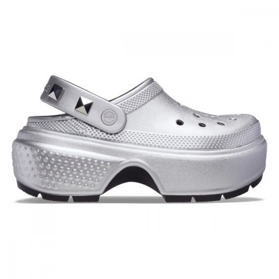 Saboti Crocs Stomp Metallic Clog Argintiu - Silver foto