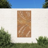 Decoratie perete de gradina 105x55 cm design frunze otel Corten GartenMobel Dekor, vidaXL