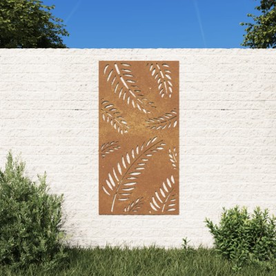 Decorație perete de grădină 105x55 cm design frunze oțel Corten foto