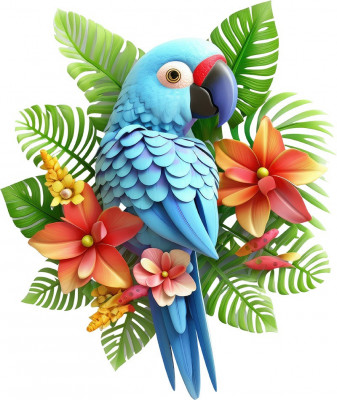 Sticker decorativ Papagal, Albastru, 71 cm, 8028ST-4 foto