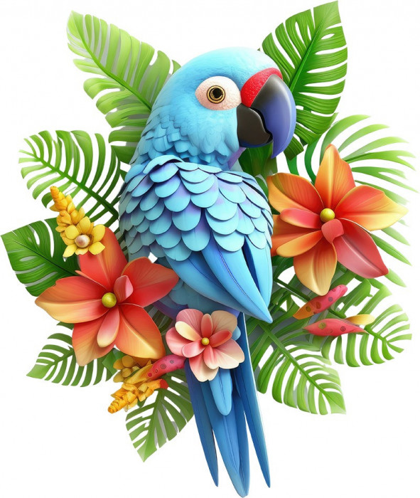 Sticker decorativ Papagal, Albastru, 71 cm, 8028ST-4