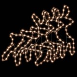 Figurina ren de Craciun cu LED, 3 buc., alb cald, 57x55x4,5 cm