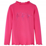 Tricou pentru copii cu m&acirc;neci lungi, roz aprins, 104, vidaXL
