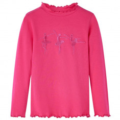 Tricou pentru copii cu mâneci lungi, roz aprins, 104