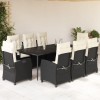 VidaXL Set mobilier de grădină cu perne, 9 piese, negru, poliratan 3212730