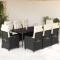 vidaXL Set mobilier de grădină cu perne, 9 piese, negru, poliratan 3212730