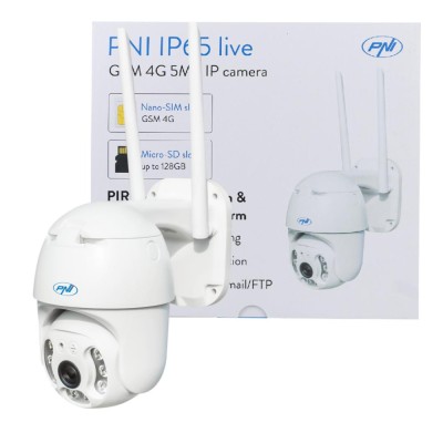 Camera supraveghere cu Cartela Sim 4G PNI IP65 Live PTZ 5MP detectie miscare, de exterior IP66, LED-uri noapte infrarosu foto