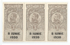 Romania, lot 56 cu 3 timbre fiscale generale, Ferdinand cu supratipar, MNH foto