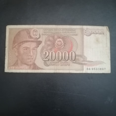 Bancnota 20.000 Dinari Jugoslavia - 1987