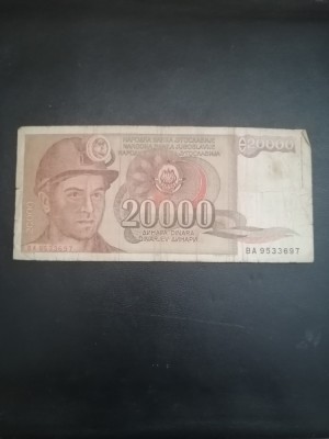 Bancnota 20.000 Dinari Jugoslavia - 1987 foto