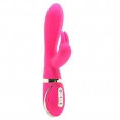 Vibrator Iepuras Ultra-Soft, 7 Moduri Vibratii, Silicon, USB, Roz, 22.7 cm