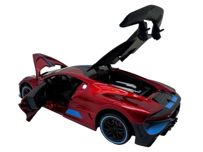 Macheta Bugatti Divo visiniu scara 1/32 deschide usi si capote, are lumini si sunete