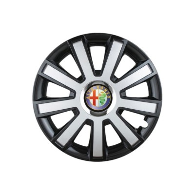Set 4 capace roti Flash Gri-Negru R16 pentru gama auto Alfa Romeo foto