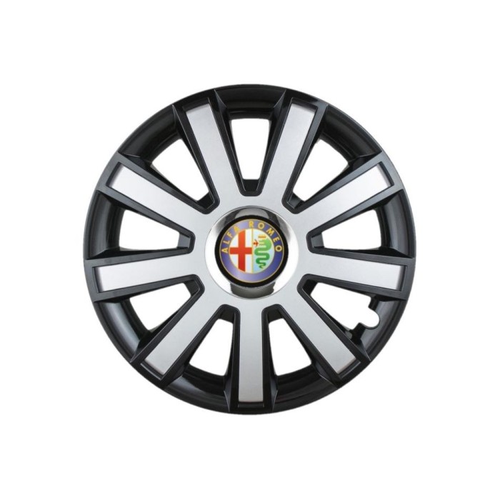 Set 4 capace roti Flash Gri-Negru R16 pentru gama auto Alfa Romeo