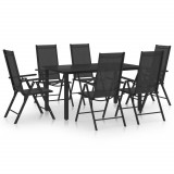 Set mobilier de gradina, 7 piese, negru, aluminiu GartenMobel Dekor, vidaXL