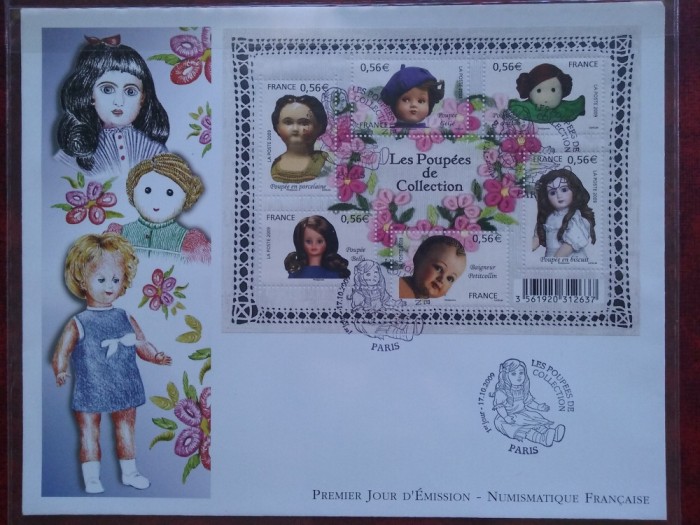 2009-Franta-Papusi-bloc-14 buc.-F.D.C.-MNH