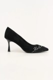 Karl Lagerfeld tocuri din piele &icirc;ntoarsă SIENNA culoarea negru, KL32712